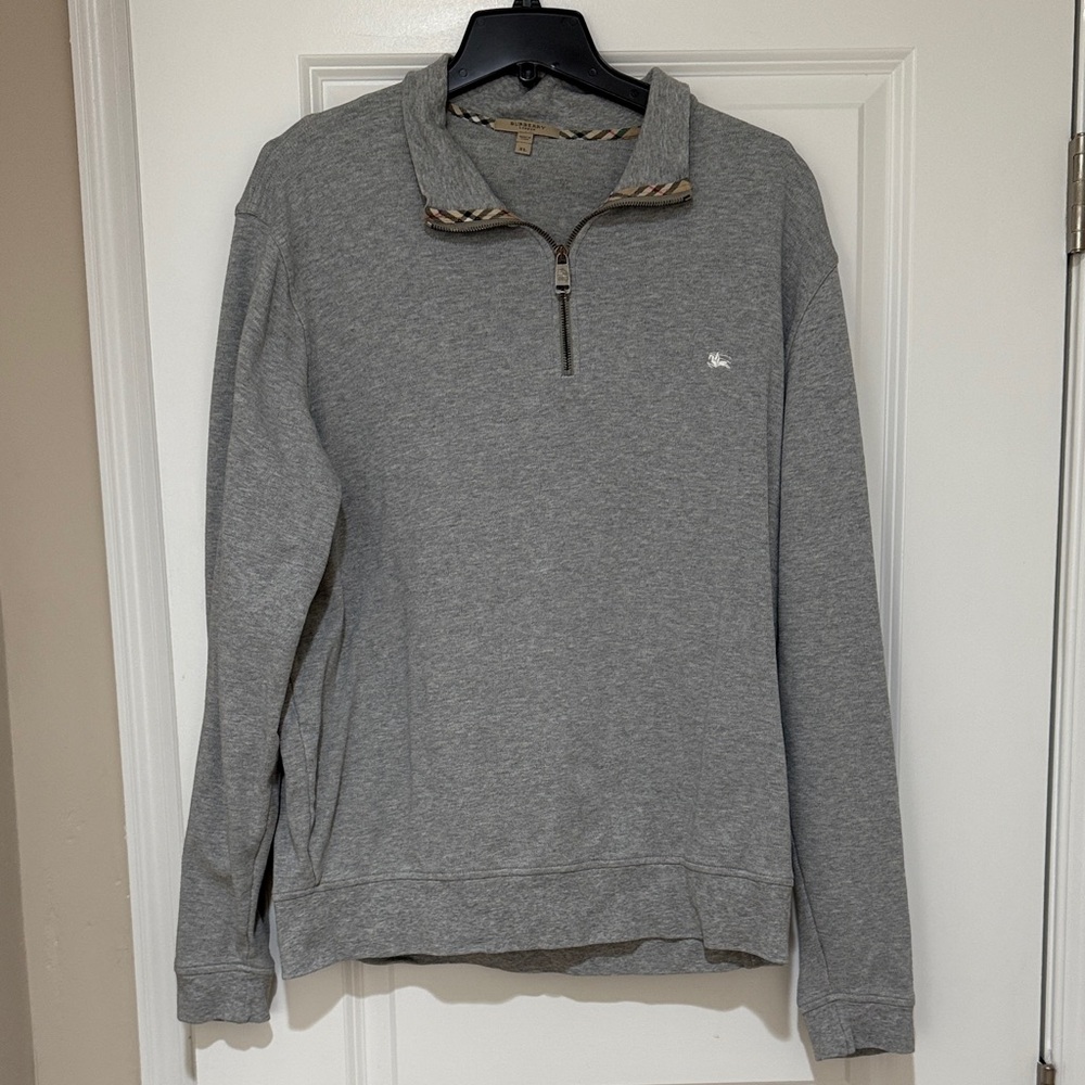 Burberry Grey Zip Up Sweater